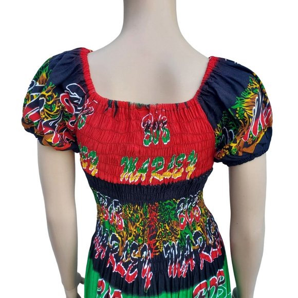 Bob Marley Maxi Dress S M L XL Reggae Rasta Jamaica One Love - Picture 10 of 11